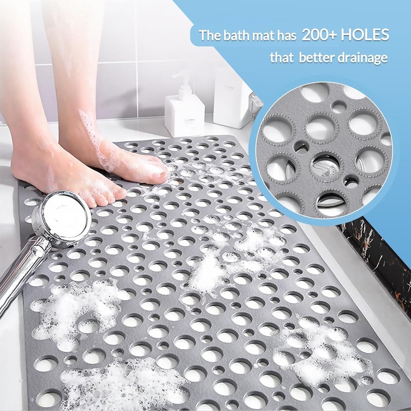 JRLCTECH Non Slip Bathtub and Shower Mat, 30x17 in (75x43 cm), Soft Bath Tub Mat with Suction Cups and Bigger Drain Holes, Machine Washable & Quick Easy Dry, Non Slip Bath Mats for Inside Shower, Gray - Image 4