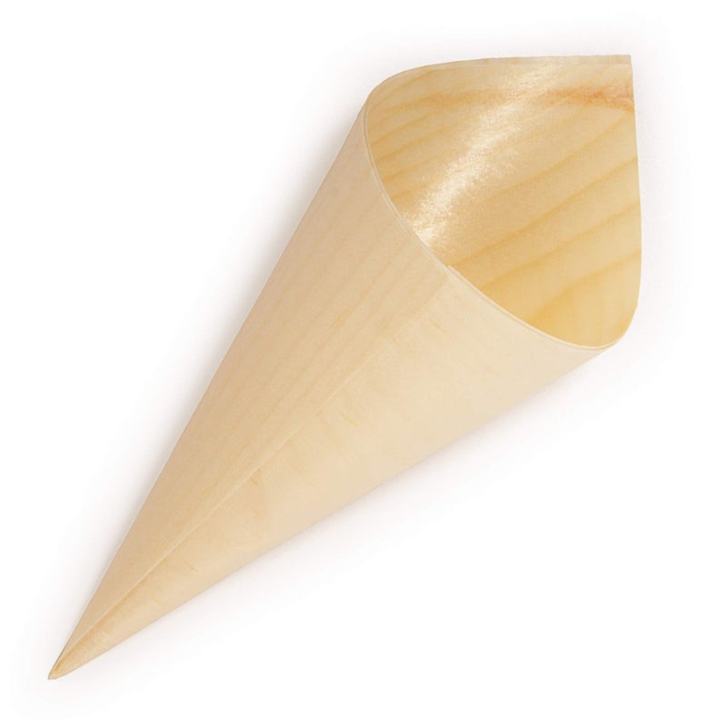 BambooMN  Disposable Food and Appetizer Wood Cones  5 x 2  100 Pieces