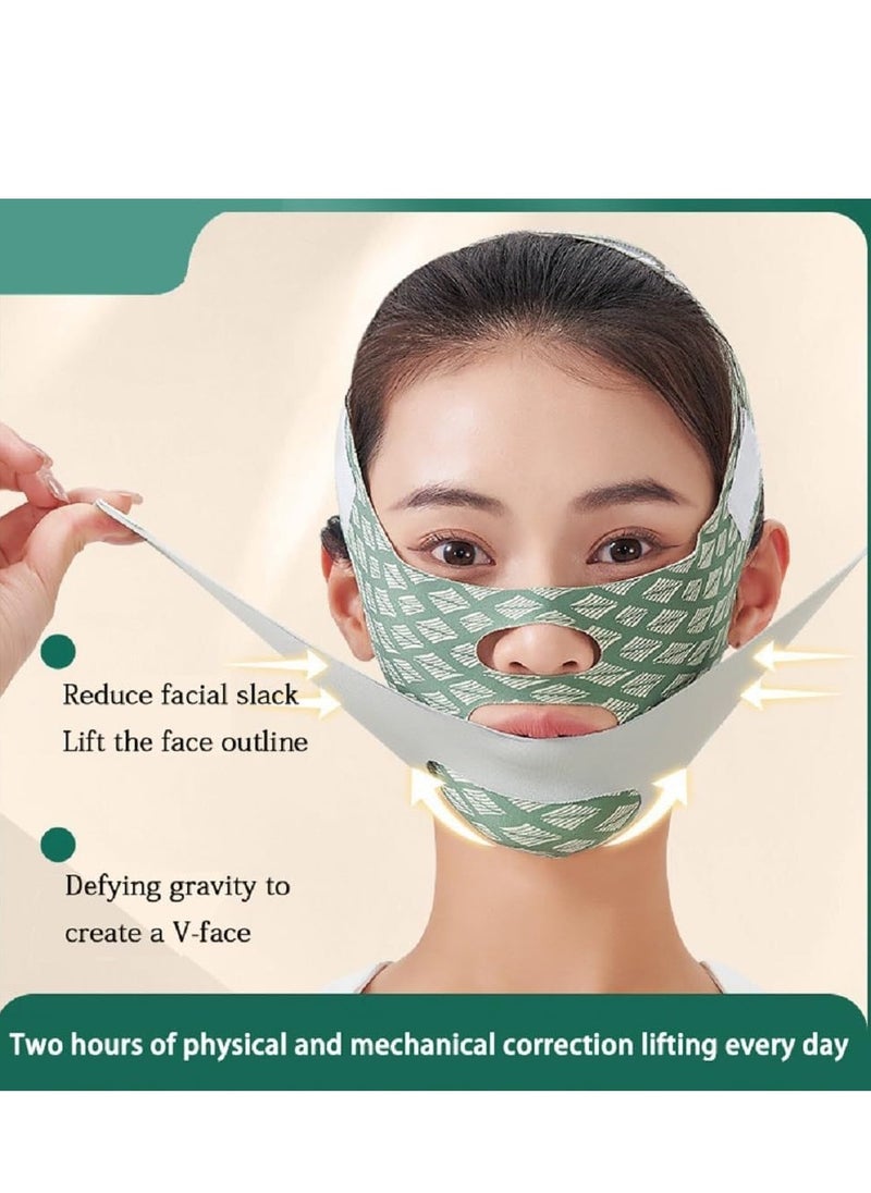Generic - Contouring Face Mask, Line Shaping Lifting Belt, Adjustable Jawline Lift Tape, Enhancer Face Patch Firming, Tightening Skin, Chin Up Sculpting, Chin Double Bandage Lifting Tightening Mask, Green - Image 1