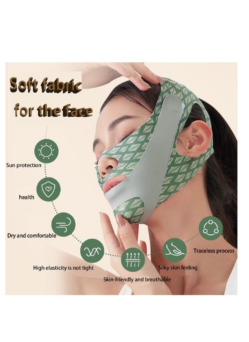 Generic - Contouring Face Mask, Line Shaping Lifting Belt, Adjustable Jawline Lift Tape, Enhancer Face Patch Firming, Tightening Skin, Chin Up Sculpting, Chin Double Bandage Lifting Tightening Mask, Green - Image 1