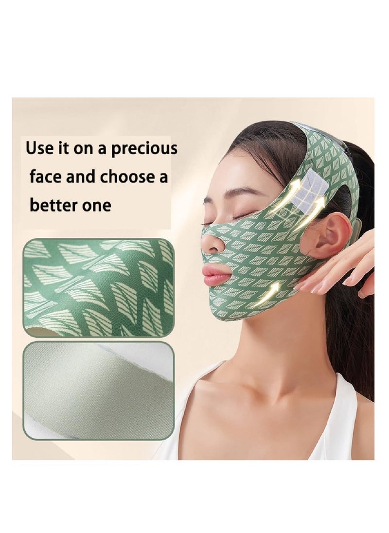 Generic - Contouring Face Mask, Line Shaping Lifting Belt, Adjustable Jawline Lift Tape, Enhancer Face Patch Firming, Tightening Skin, Chin Up Sculpting, Chin Double Bandage Lifting Tightening Mask, Green - Image 1