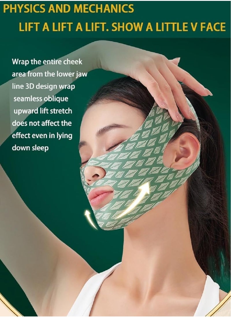 Generic - Contouring Face Mask, Line Shaping Lifting Belt, Adjustable Jawline Lift Tape, Enhancer Face Patch Firming, Tightening Skin, Chin Up Sculpting, Chin Double Bandage Lifting Tightening Mask, Green - Image 1