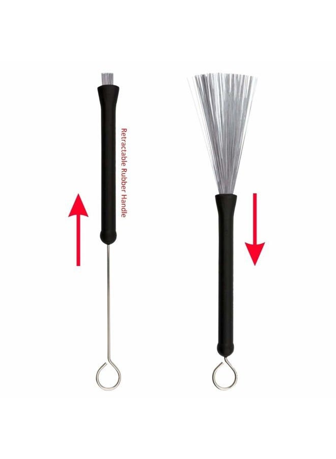 GOGHOST Drum Sticks Bag Set - 5A Maple Wood Drum Sticks 1 Pair Drum Wire Brushes Retractable Drum Stick Brush and 1 Pair Rods Drum Sticks for Jazz Acoustic Folk Music Lover Gift - Image 3