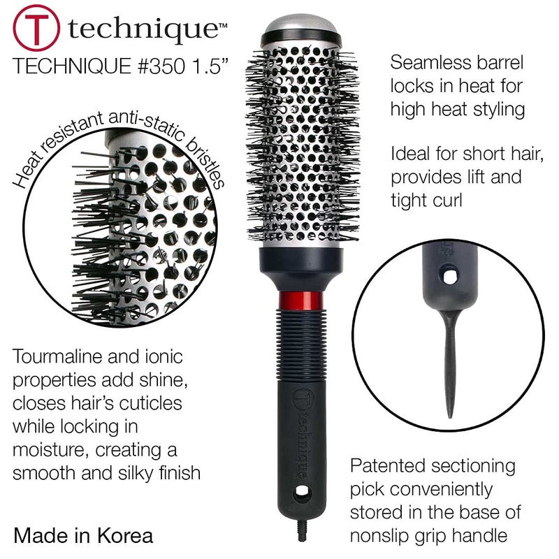 Cricket Technique Thermal Hair Brush #350 1.5â€ for Curling, and Styling â€“ Heat-Retaining Barrel with Anti-Static Tourmaline Bristles, Round Thermal Brush, Ideal for All Hair Types - Image 3