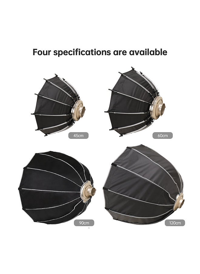 Generic 45cm/ 17.7in Quick Release Parabolic Softbox Foldable Softbox with Bowen Mount Honeycomb Grid for Photography Studio Photography Portrait Live Stream  - Image 2