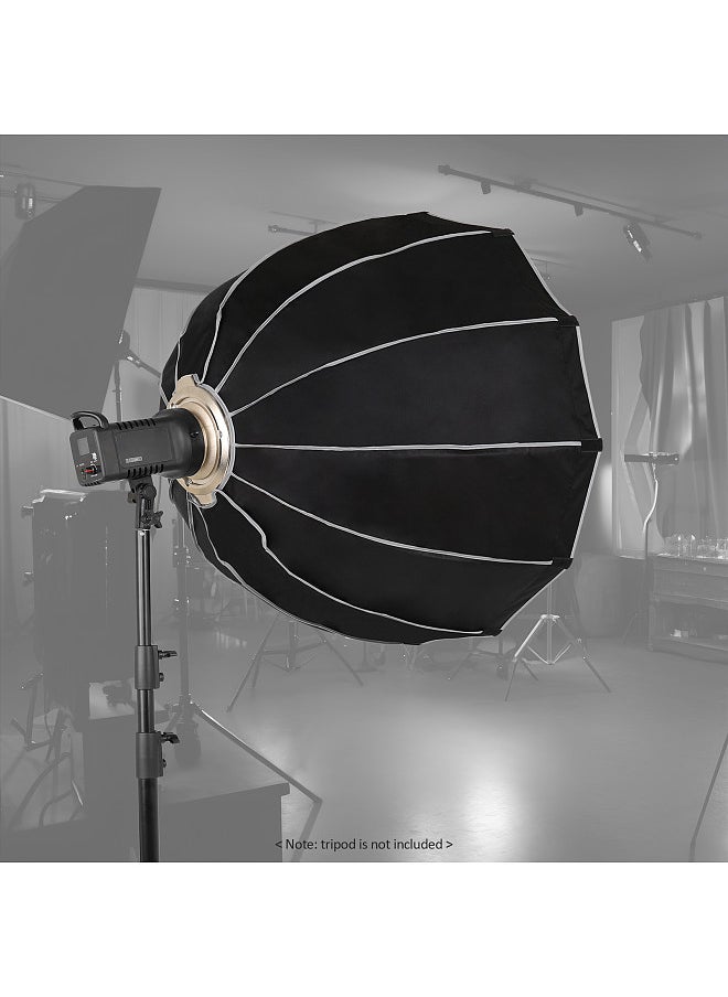 Generic 45cm/ 17.7in Quick Release Parabolic Softbox Foldable Softbox with Bowen Mount Honeycomb Grid for Photography Studio Photography Portrait Live Stream  - Image 3