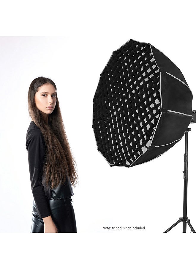 Generic 45cm/ 17.7in Quick Release Parabolic Softbox Foldable Softbox with Bowen Mount Honeycomb Grid for Photography Studio Photography Portrait Live Stream  - Image 4