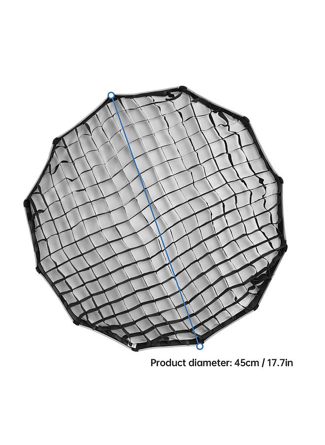Generic 45cm/ 17.7in Quick Release Parabolic Softbox Foldable Softbox with Bowen Mount Honeycomb Grid for Photography Studio Photography Portrait Live Stream  - Image 5