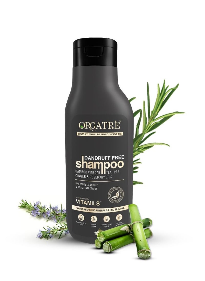 Healthstar Orgatre Dandruff Free Shampoo For Men and Women| With Tea Tree, Ginger, Rosemary Oil, And Vitamils - Soothes Scalp - For All Hair Types, No Dryness, 250 Grams  - Image 1