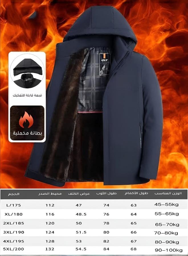 معطف رجالي قطني مريح للشتاء مع إضافة الصوف، للرجال في منتصف العمر وكبار السن - Image 4