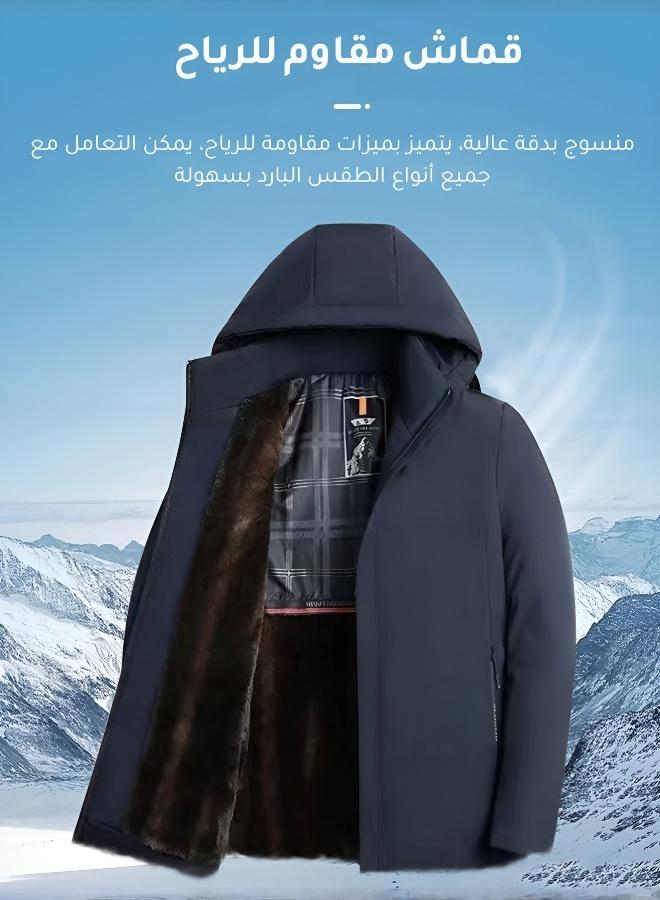 معطف رجالي قطني مريح للشتاء مع إضافة الصوف، للرجال في منتصف العمر وكبار السن - Image 5