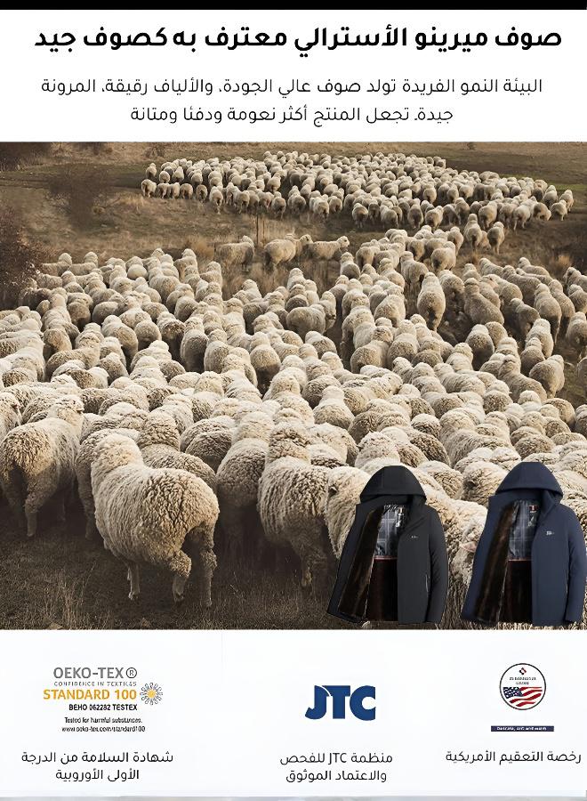 معطف رجالي قطني مريح للشتاء مع إضافة الصوف، للرجال في منتصف العمر وكبار السن - Image 3