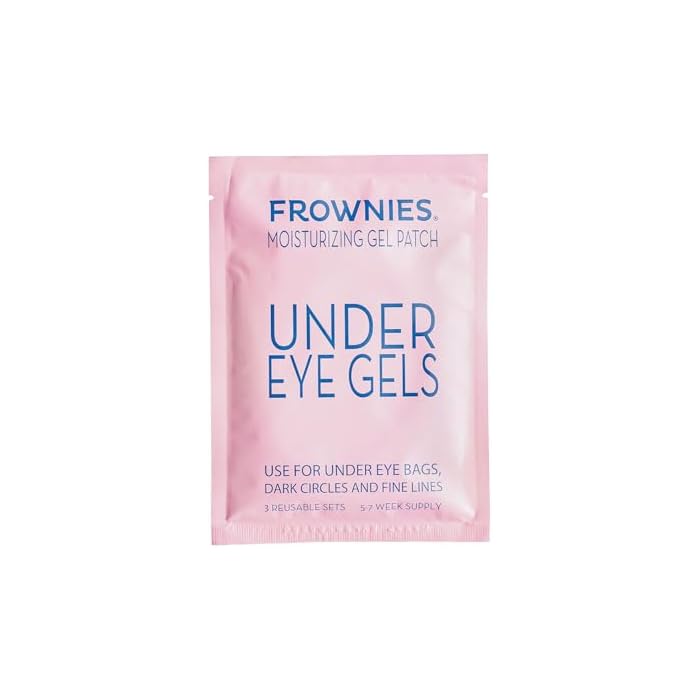 Frownies Under Eye Gel Patches for Puffy Eyes - Dark Circles with Cactus Collagen - Reusable, 3 Pack