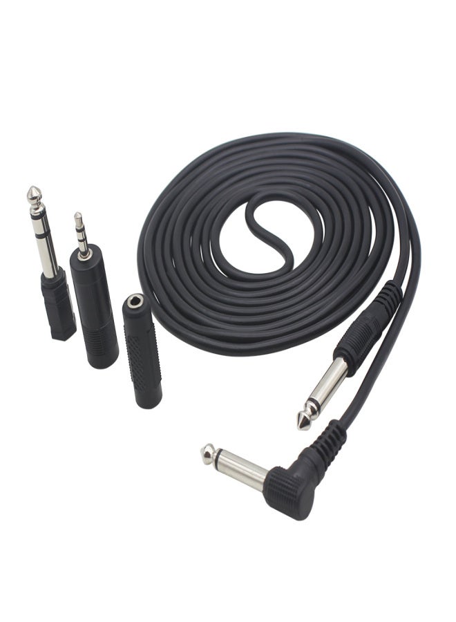3M/ 10 Feet Instrument Guitar Audio Cable 1/4-Inch 6.35mm Straight to Right Angle Plug Black ABS Jacket with 3 Adapters - Image 1