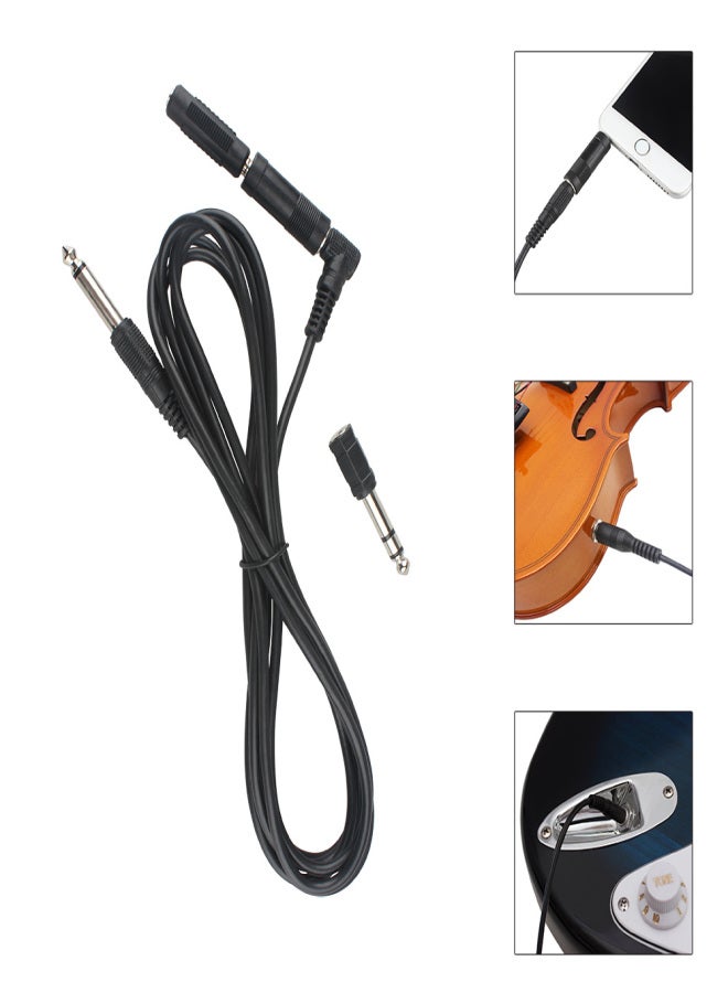 3M/ 10 Feet Instrument Guitar Audio Cable 1/4-Inch 6.35mm Straight to Right Angle Plug Black ABS Jacket with 3 Adapters - Image 2