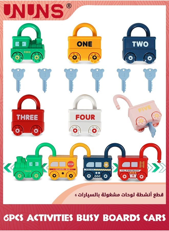 UNUNS Montessori Educational Learning Games,6Pcs Toddler Lock And Key Toys,Toddlers Activities Busy Boards Cars,Matching Sorting Toys,Preschool Sensory Gifts For Baby Boys Girls 3 6 18+Months  - Image 1