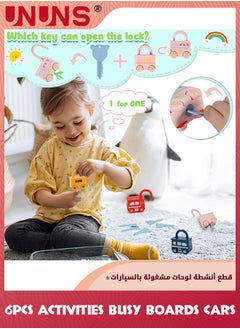 UNUNS Montessori Educational Learning Games,6Pcs Toddler Lock And Key Toys,Toddlers Activities Busy Boards Cars,Matching Sorting Toys,Preschool Sensory Gifts For Baby Boys Girls 3 6 18+Months  - Image 5