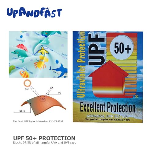 upandfast Baby/Toddler Swimsuit UPF 50+ Sun Protection One Piece Zipper Bathing Suit with Sun Hat Infant Beach Swimwear (Marine Life,12-18 Months) - Image 5