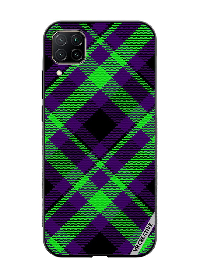 VR CREATIVE Protective Case Cover For Huawei Nova 7i/P40 Lite Black Green Checkered Design Multicolour - Image 1
