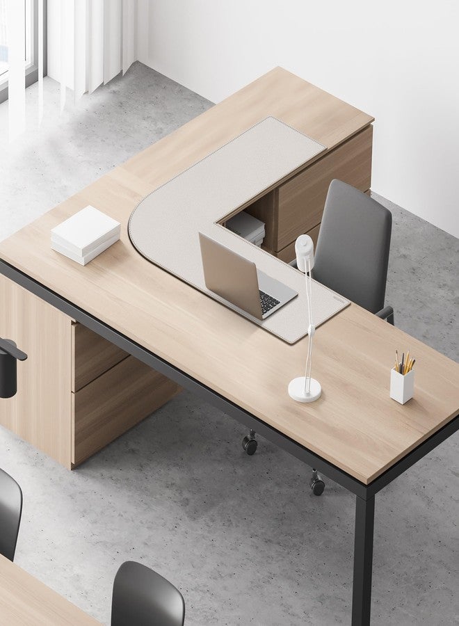 MAIDERN Corner Desk Mat, Leather & Cork, 100 x 100 x 33 cm, Double-Sided Table Mat, L-Shaped Extra Large Mouse Mat, Waterproof Desk Protection, Office and Home Table Mat (Cream) - Image 5