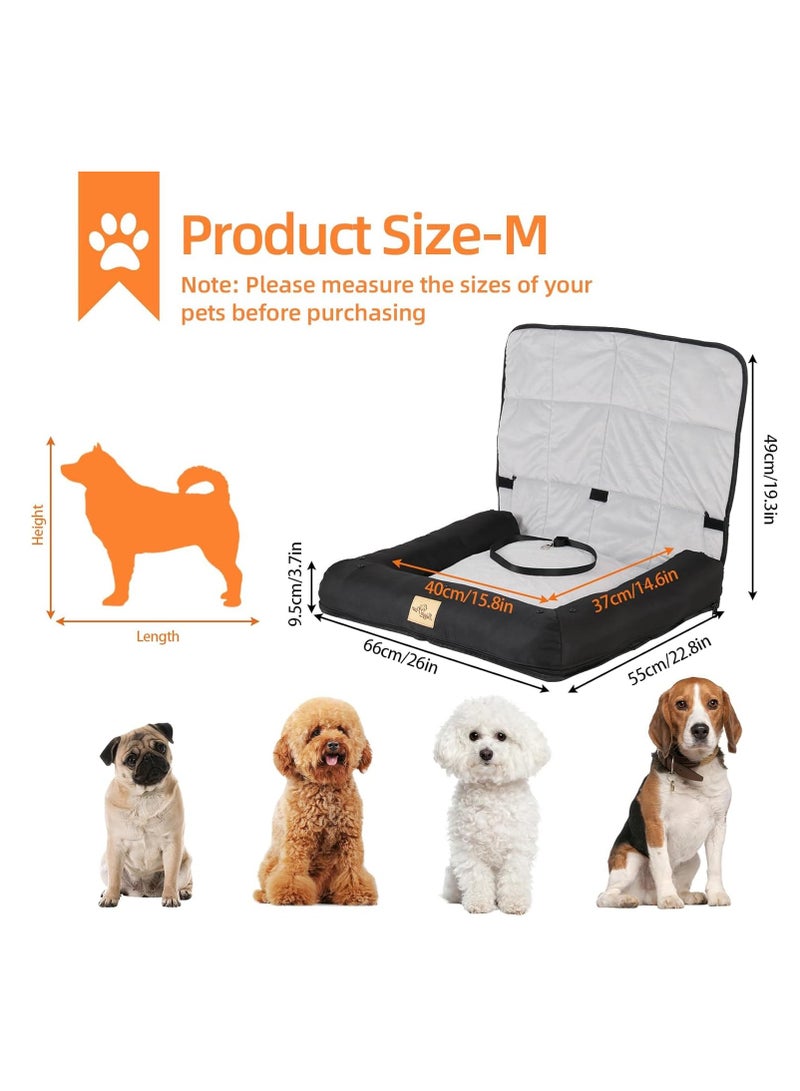 ويسفور مقعد سيارة معزز آمن للحيوانات الأليفة للقطط والكلاب الصغيرة، حامل سفر لمقعد سيارة معزز للحيوانات الأليفة مع حزام أمان قابل للتثبيت وغطاء مقاوم للماء وقابل للغسل - وسادة واقية لمقاعد السيارة الأمامية للجراء للقطط الصغيرة والمتوسطة والكلاب، باللون الأسود - Image 2