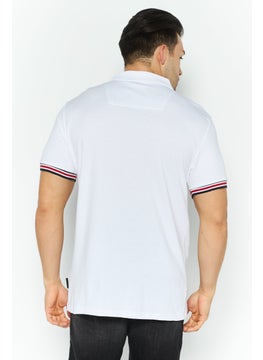 Threadbare Men Regular Fit Stripe Short  Sleeves Polo, White  - Image 4