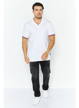 Threadbare Men Regular Fit Stripe Short  Sleeves Polo, White  - Image 2