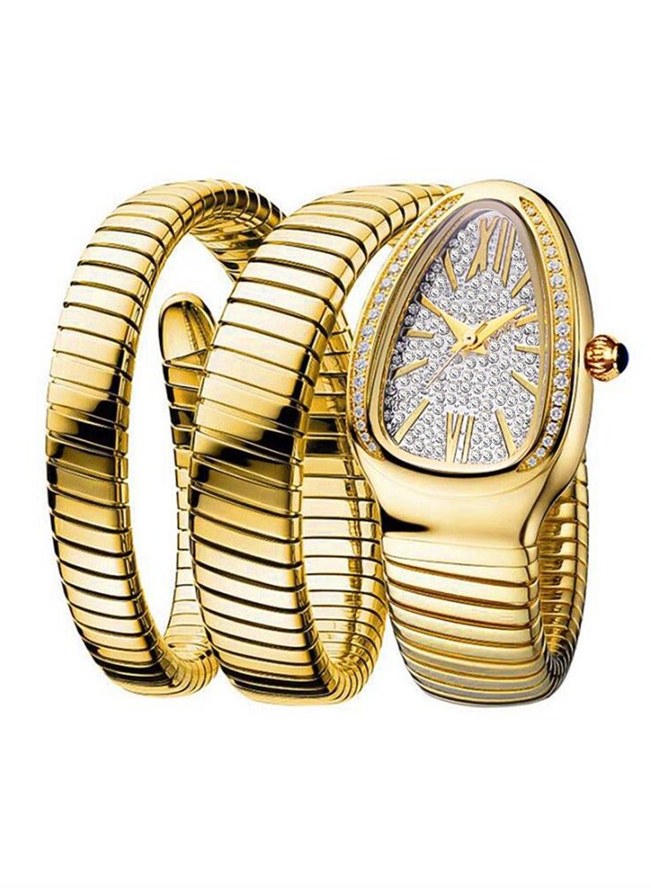 MISS FOX MISSFOX Watch For Women Luxury Gold Snake Waterproof Relogio Feminion Fashion Bling Diamond Ladies Wrist Watches Quartz WristWatch Waterproof AAA Clock Lady Hot Gift - Image 1