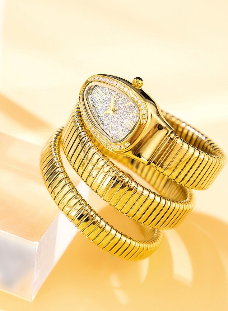 MISS FOX MISSFOX Watch For Women Luxury Gold Snake Waterproof Relogio Feminion Fashion Bling Diamond Ladies Wrist Watches Quartz WristWatch Waterproof AAA Clock Lady Hot Gift - Image 5