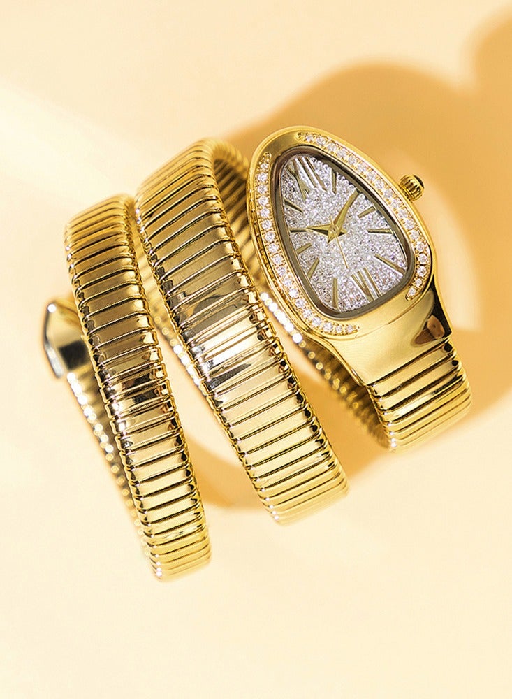 MISS FOX MISSFOX Watch For Women Luxury Gold Snake Waterproof Relogio Feminion Fashion Bling Diamond Ladies Wrist Watches Quartz WristWatch Waterproof AAA Clock Lady Hot Gift - Image 4