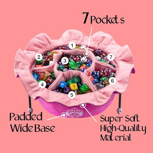 CardKingPro Immense Dice Bags with Pockets - Pink - Capacity 150+ Dice - Great Organizer for Dice Hoarders, Perfect for Dungeons and Dragons [Patented Design] - Image 5