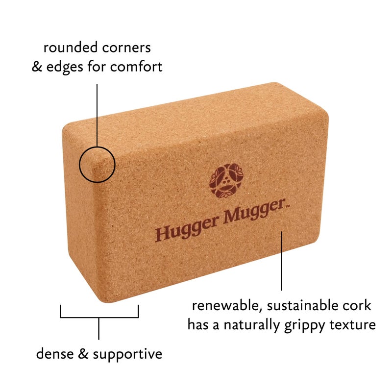 Hugger Mugger Cork Yoga Block - Naturally Grippy Texture, Durable, Made from Renewable Cork, Rounded Edges for Comfort, Great for Sweaty Hands BL-CORK - Image 4