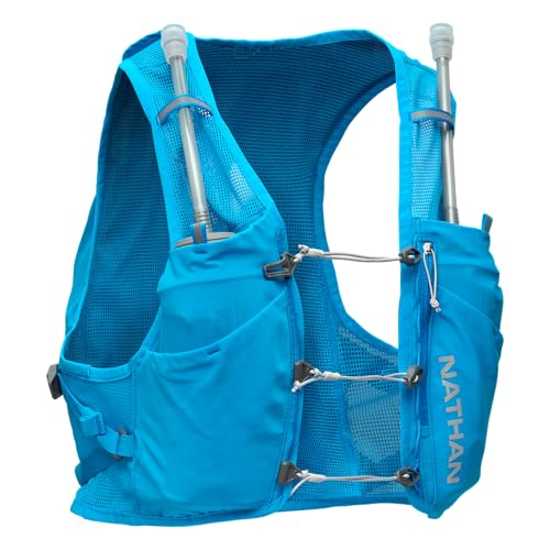 Nathan Unisex Hydration Vest Lightweight QuickFit Size Adjustment Details Includes Two 14oz Hydrapak Flasks 4L Storage Six Pockets for Running EssentialsPinnacle Breeze Electric Blue LXL - Image 3