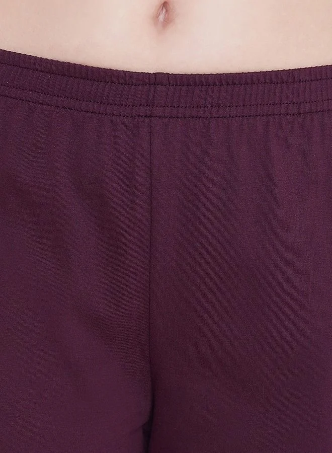 كلوفيا Clovia Chic Basic Plain Shorts In Purple - 100% Cotton