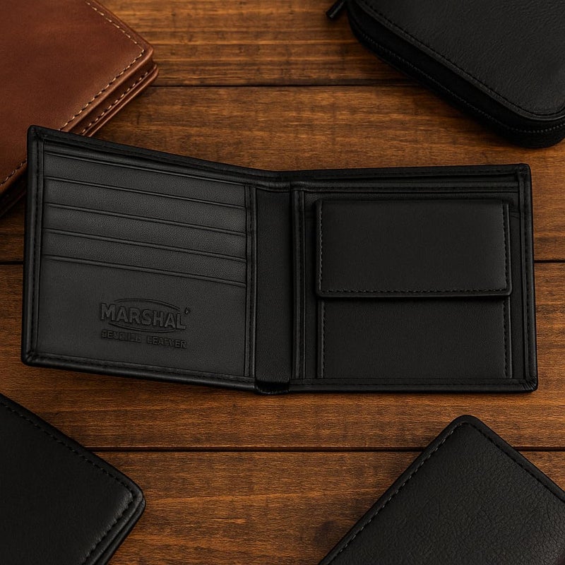 MARSHAL Soft Leather Kids Slim Thin Coin Pouch Bifold Wallet - Image 4