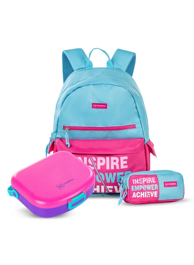 HYDROBREW حقيبة ظهر HYDROBREW 18" مع صندوق غداء بنتو - وردي - Image 1