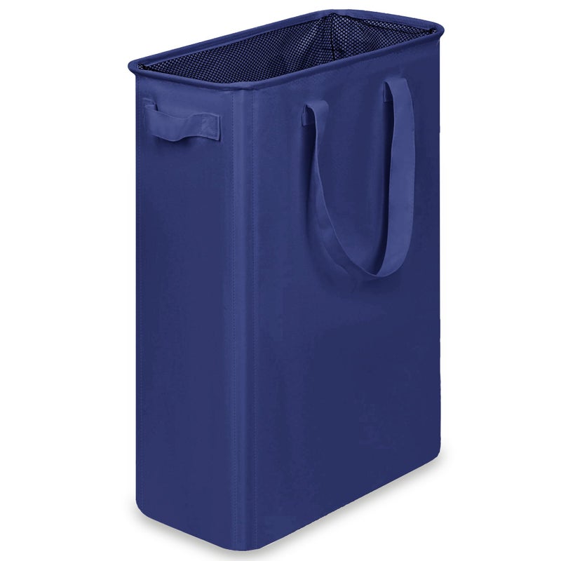 efluky Slim Laundry Basket, Narrow Laundry Hamper with Handles, Collapsible Dirty Clothes Hamper, Tall Laundry Bin for Laundry Room, Dorm and Bedroom, 12.7 Gallons(48L) Blue - Image 1