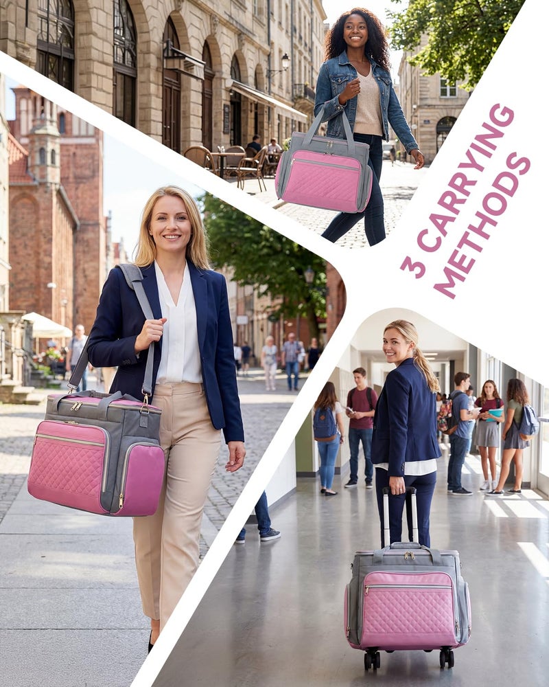 Amythe Rolling Teacher Tote Bag with Accordion File Organizer, 5 Wheels Laptop Briefcase with 15.6" Laptop Compartment, Wheeled Bag for Work, Office, Craft-Grey - Image 5