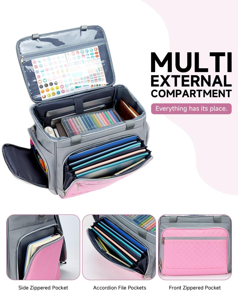 Amythe Rolling Teacher Tote Bag with Accordion File Organizer, 5 Wheels Laptop Briefcase with 15.6" Laptop Compartment, Wheeled Bag for Work, Office, Craft-Grey - Image 4