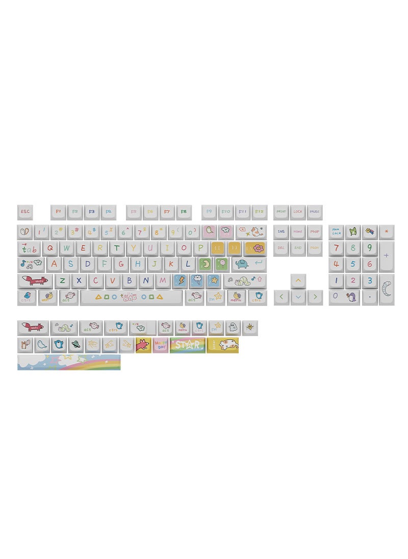 Generic - PBT Material XDA Height Ball Cap Sublimation Parchagou Theme Pattern Large Full Set Universal Mechanical Keyboard Keycap XDA-Animal Party -127 Key XDA-Animal Party -127 Key - Image 1