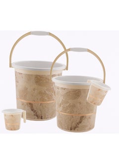Nabhya Nabhya 4 pcs Bathroom Accessories Set Plastic Bath Set Bathroom Bucket 20Ltr and Mug 4 Piece Combo Set for Home, Kitchen & Bathroom (Beige)  - Image 1