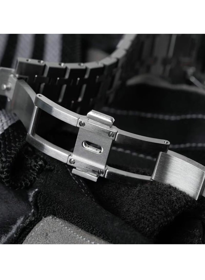 AROAQ GA2100 Metal Watch Band Case Replacement Kit, Stainless Steel Strap Bezel Accessories, Frosted Surface Stainless Steel Bracelet Case Mod For Shock, (Frost gold gold shell black tape) - Image 4