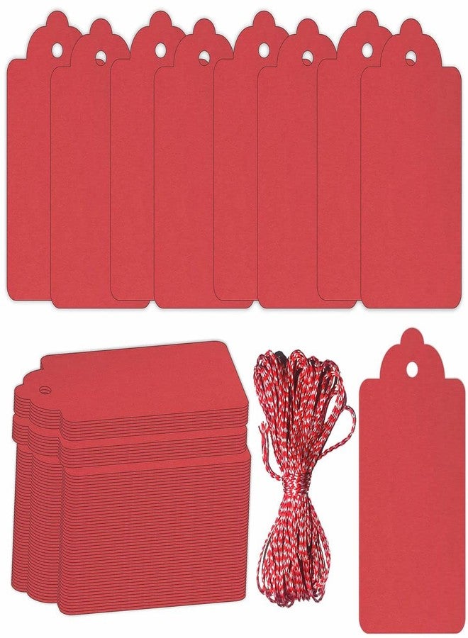 CVANU Gift Tag Color Paper with Thread for Festive Decoration, Party Celebration Red (2.85inch X 1.7inch)(100pc) - Image 2