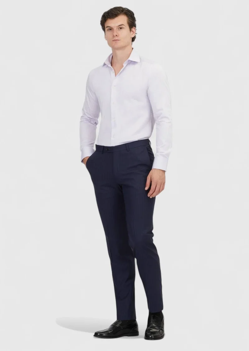 Ramsey Purple Plain Slim Fit Long Weaving Classical 100% Cotton Shirt