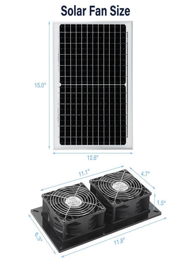 Fanspex Solar Panel Powered Fan Kit for Greenhouse, 20W Solar Panel + High Speed 3500 RPM Dual Exhaust Fan for Chicken coop, Dog House, Shed, Pet House Air Cooling, IP67 Waterproof - Image 5