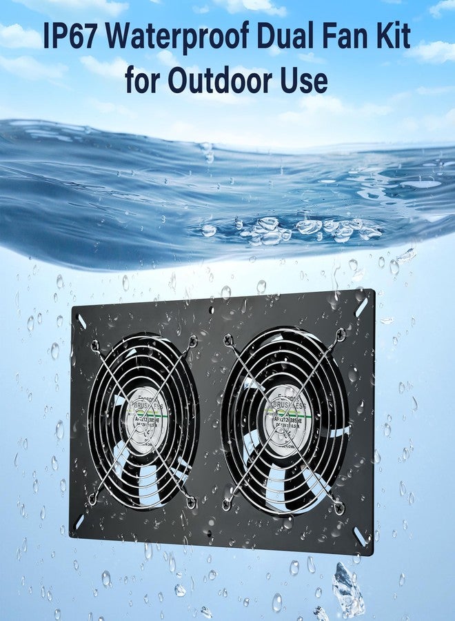 Fanspex Solar Panel Powered Fan Kit for Greenhouse, 20W Solar Panel + High Speed 3500 RPM Dual Exhaust Fan for Chicken coop, Dog House, Shed, Pet House Air Cooling, IP67 Waterproof - Image 2