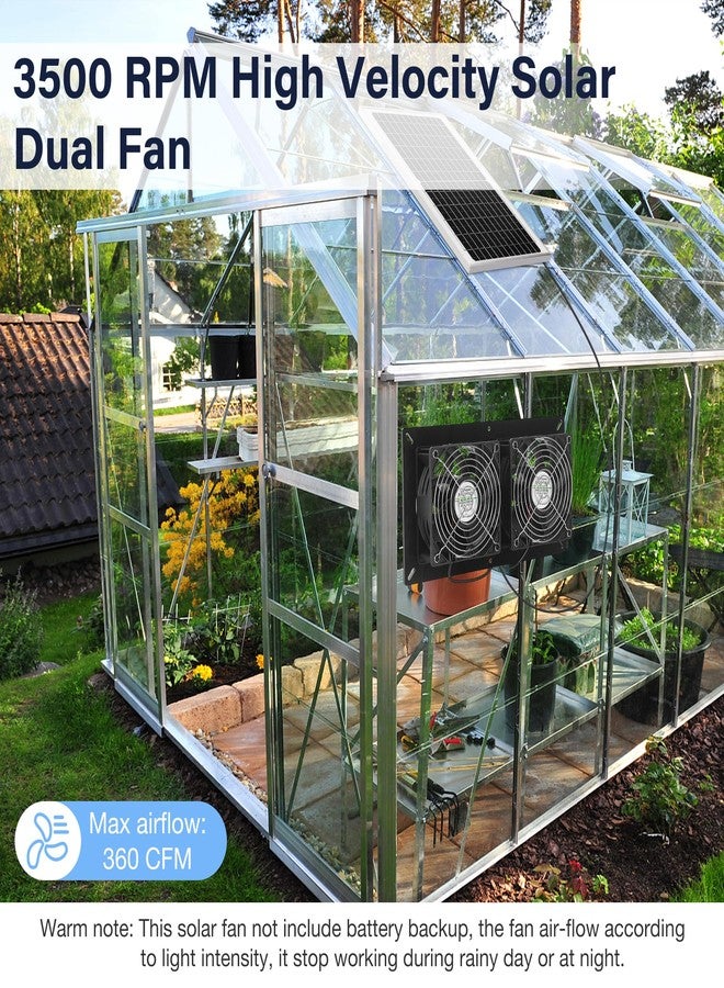 Fanspex Solar Panel Powered Fan Kit for Greenhouse, 20W Solar Panel + High Speed 3500 RPM Dual Exhaust Fan for Chicken coop, Dog House, Shed, Pet House Air Cooling, IP67 Waterproof - Image 3