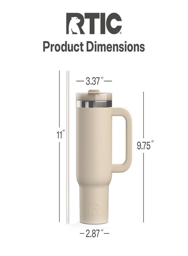RTIC 30 oz Road Trip Tumbler Double-Walled Ceramic Lined InsulatedStainless Steel Portable Travel Coffee Mug Cup with Lid, Handle and Straw, Beach - Image 4