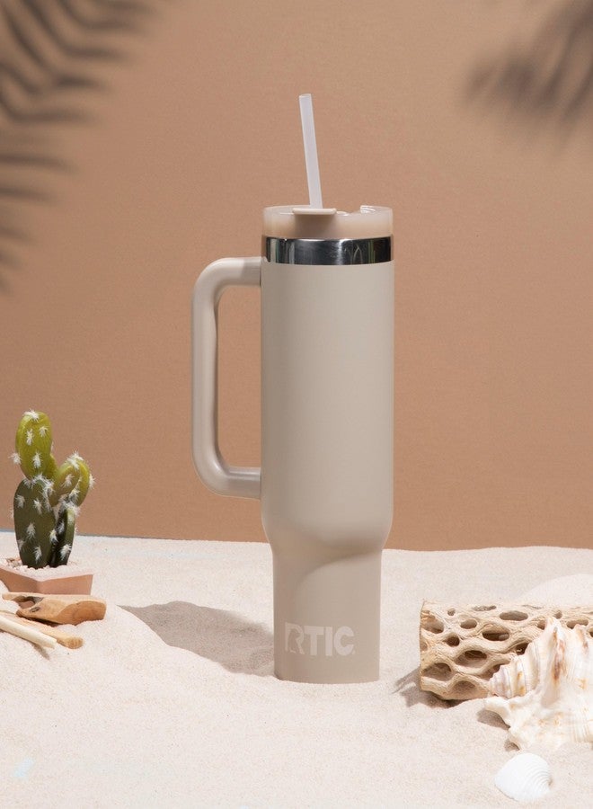 RTIC 30 oz Road Trip Tumbler Double-Walled Ceramic Lined InsulatedStainless Steel Portable Travel Coffee Mug Cup with Lid, Handle and Straw, Beach - Image 5