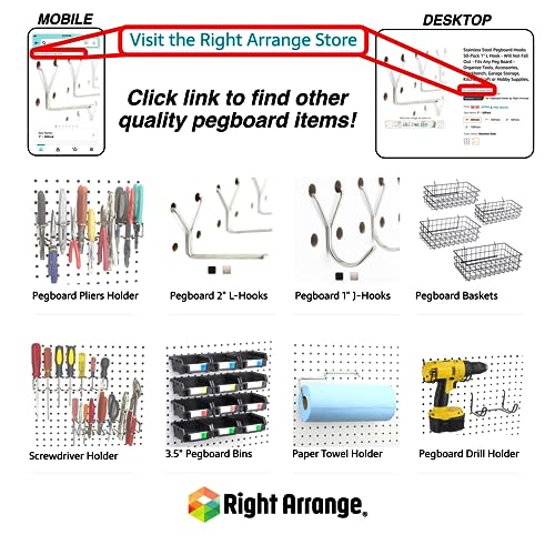 Right Arrange RightArrange Pegboard Pliers Holder - Holds 11 Pliers per Rack - Hooks to Any Peg Board - Pegboard Organization Accessory for Workbench, Garage, Tool Shed, Craft Room - Scissor Organizer Accessory - Image 5